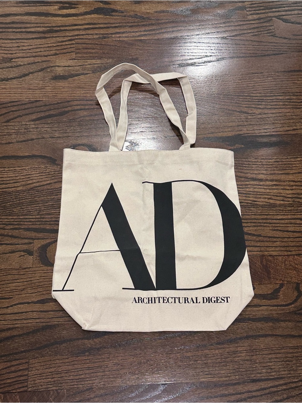 Architectural Digest Beige Canvas Tote Bag with Black Logo